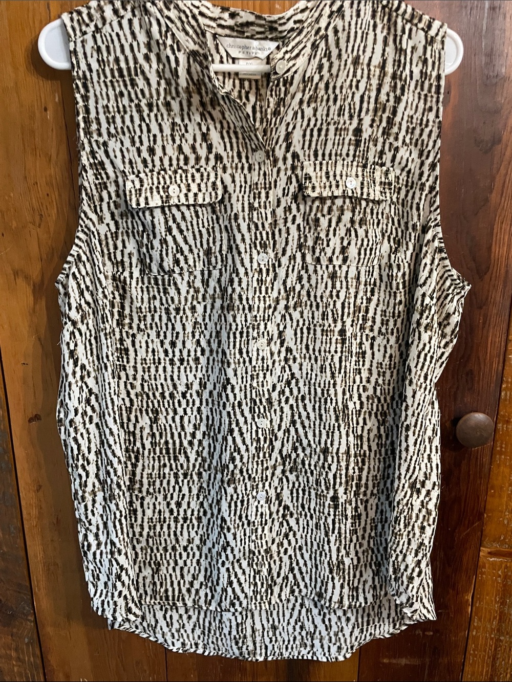 Christopher & Banks Black and White Sleeveless Button-Front Tank